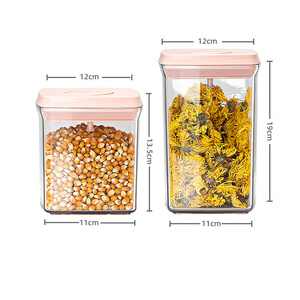 Nhà bếp Push Top Nút Chân không thùng tròn rõ ràng nhựa khóa không khí khô thực phẩm lưu trữ container - Product Image 1