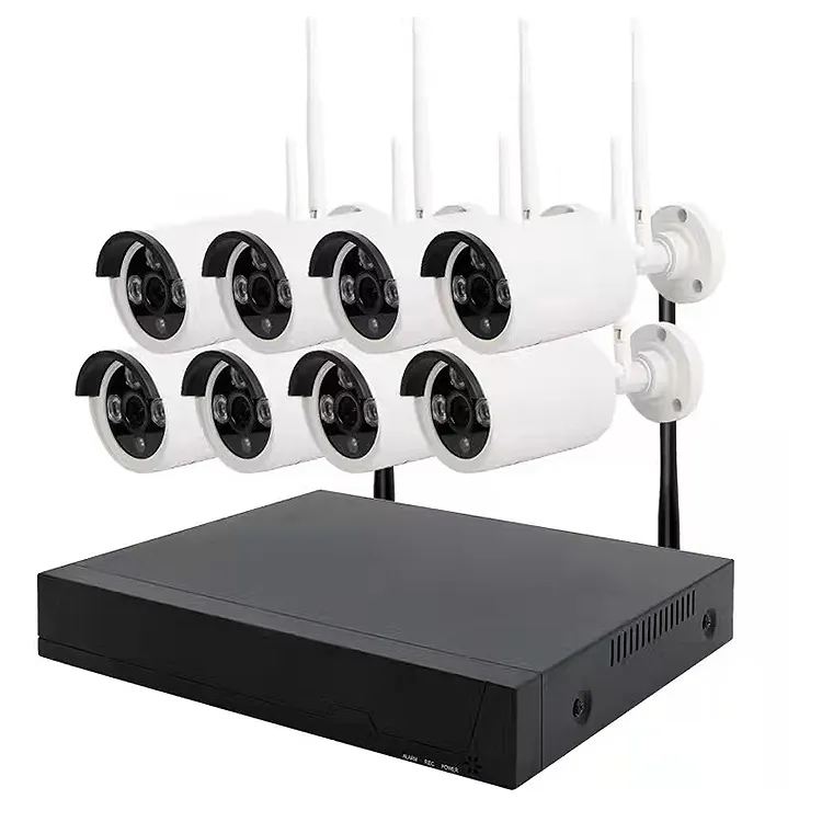 Cctv Rumah Nirkabel Kit Pengawasan Dalam Ruangan Luar Ruangan Wifi IP 2mp Penglihatan Malam 8 Ch 8ch Nvr Hd 8 Saluran Kamera Sistem Keamanan