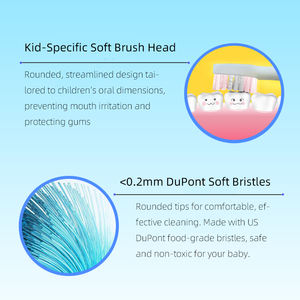 Brosse à dents pour enfants alimentée par piles, 6 vitesses, vibration sonique, fonctionne avec des piles AA, étanche IPX7, minuteur de 2 minutes, soins dentaires pour enfants - Product Image 2