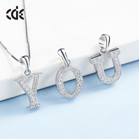 CDE Jewelry 2023 Collier Initial Argent Sterling 925 avec Zircon Lettre B C D E F G H I J K L M N O P Q R S T U V W X Y Z
