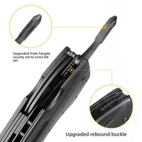 Outil multifonctionnel portable pour extérieur et voiture, avec ciseaux et couteau, embouts interchangeables, modèle PL-91A, personnalisation disponible