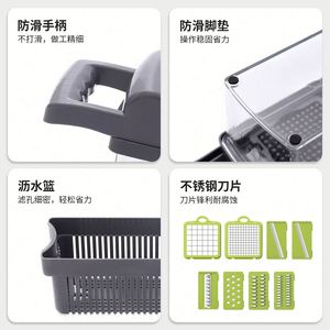 เครื่องมือครัวอเนกประสงค์ 15-in-1 ทำจากสแตนเลส ใช้งานง่าย เป็นมิตรกับสิ่งแวดล้อม สำหรับหั่นผัก หั่นหัวหอม ปอกมันฝรั่ง และผลไม้ - Product Image 4
