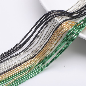 Perles en verre cristal tubulaires 2x4mm <span class=keywords><strong>de</strong></span> qualité supérieure, perles en verre doublées métalliques pour la fabrication <span class=keywords><strong>de</strong></span> bracelets, approvisionnement professionnel Global Art - Product Image 1