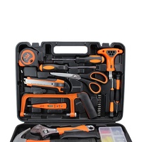 Ensemble d'outils à main pour la maison, 45 pièces, kit de réparation professionnel pour la maison, étui portable pour bricolage avec marteau, clé à molette, pinces, tournevis, lampe de poche