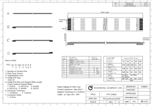 Pas de câble ruban flexible plat Ffc 0.5Mm 50Pin Ul 20624 D Type Traitement d'extrémité de câble: 4/4/8/8 Rohs Longueur conforme 45Mm - Product Image 2