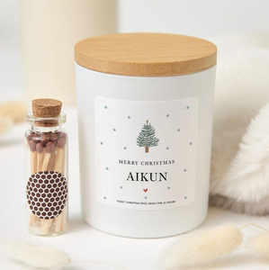 AIKUN OEM Supply Elegant Glass <b>Jar</b> Natural Wax Rich Fragrance <b>Christmas</b> Soy Candle Glass Candle for Seasonal Gift - Product Image 2