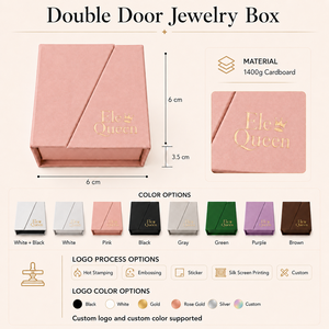 Custom Logo Double Door Rectangle Cardboard Jewelry Packaging <b>Box</b> Foam Magnetic Snap Closure for Jewelry Brands Gift Store - Product Image 2