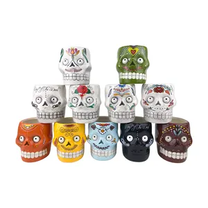 Colorful Day Of The Dead Halloween Gift Party Ceramic Skull Home Decoration Supplies