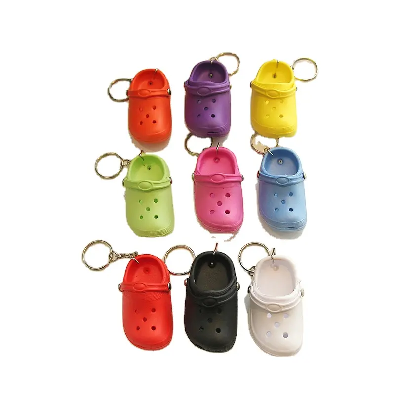 Customized Soft 3D Mini Rubber Key Chain Small Cave Shoes Keychain Pvc Rubber Pendant Slippers Accessories Keyring