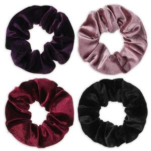 Coleteros de terciopelo con cremallera de color liso, accesorios para el cabello con bolsillo con cremallera, para moños y coletas - Product Image 1