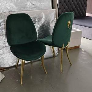 Furnistyle Sillas de comedor modernas de lujo Diseño de metal dorado de terciopelo de alta calidad para el hogar Hotel o Villa Comedor - Product Image 6