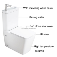 WC et lavabos à deux pièces économiseurs d'eau, cuvettes de toilettes occidentales en céramique avec robinet