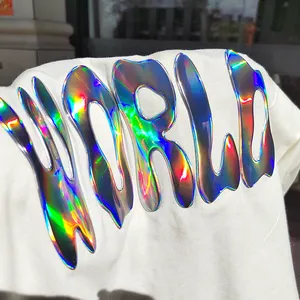 Caadhy nouvelle version en relief impression par transfert à haute fréquence logo personnalisé autocollant de transfert de chaleur d'hologramme 3D pour t-shirt