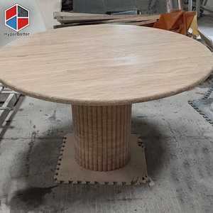 批发带凹槽的石灰华餐桌和带凹槽的茶几家具 - Product Image 6
