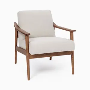 Novo Design Home Furniture Poltrona Leisure Lounge Chair Com Moldura de madeira maciça Custom Livinroom Seater Tecido Side Chair