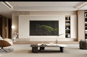 Meuble TV moderne en bois blanc, rangement, présentoir, armoire murale, meubles de maison, luxe, LED, bois, salon, meuble TV - Product Image 2