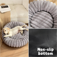 Mehrfarbiges Plüsch-Haustierbett Rutschfestes Waschbares Hundebett Weiches Donut-förmiges Haustierkissen