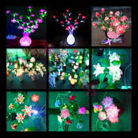 Lampe LED à fibres optiques en forme de rose, lampe de nuit en forme de tournesol, éclairage décoratif en forme de narcisse, lys, tulipe, lotus