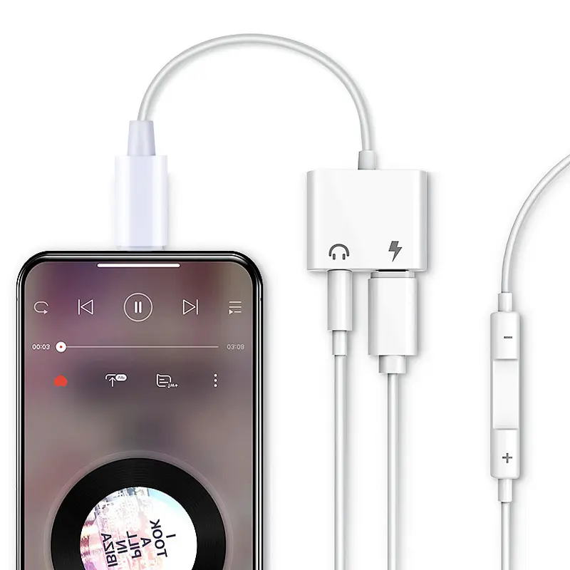 2 in 1 헤드폰 어댑터 애플 이어폰 Aux 변환기 3.5mm 잭 어댑터 스테레오 오디오 케이블 아이폰 어댑터