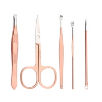 Ensemble professionnel de manucure et pédicure en acier inoxydable doré rose avec coupe-ongles 16-en-1 et étui en cuir PU (M004)