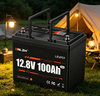 Baterai LiFePO4 Mini Enlzh High Safety 100Ah 12.8V Mendukung 4 Unit Baterai Lithium Ion Tersusun Seri atau Penyimpanan Energi