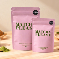 Sachet Mylar Personnalisé Imprimé pour Poudre de Matcha 30g 50g 100g, Emballage Souple en Plastique Anti-Humidité avec Fermeture Zip, Pochette Autoportante