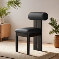 Chaise de salle à manger contemporaine minimaliste en bois massif pour la maison, le bureau et le salon, avec un revêtement en cuir durable
