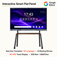 Tableau blanc interactif intelligent 65/75/86/98 pouces, panneau LED 4K, écran tout-en-un 50 points tactiles, caméra 96MP, système d'exploitation Android/Windows, conférence