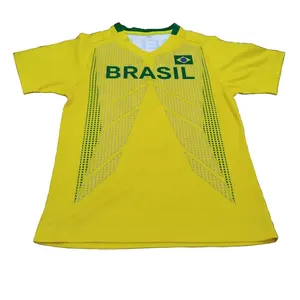 Jersey sepak bola profesional 2023, seragam sepak bola Retro, kaus sepak bola tim Brasil, kuning, hijau, Jersey kustom