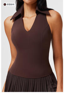 Sport Active Running V Neck Tank <strong>Tops</strong> <strong>Ladies</strong> Summer Built-in Bra Shockproof Racerback Yoga Gym Golf Workout Tennis Wear Outfits - Product Image 5