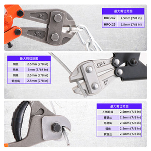 Kit de pinces coupantes pour boulons, 3 pièces, en acier au chrome-vanadium, pour couper les câbles, outil professionnel - Product Image 2