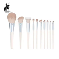 Ensemble de 10 pinceaux de maquillage personnalisés à étiquette privée, poils synthétiques doux, vegan, sans cruauté, bleus