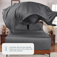 Draps en bambou en gros, lot de 4 draps plats rayés, 100% fibre de bambou, draps de lit naturels doux et rafraîchissants