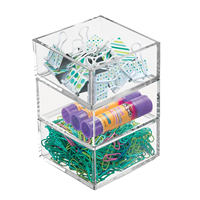 Organisateur de bureau en acrylique empilable, 50 pièces, pour le bureau et la maison, Clips à papier à bande adhésive