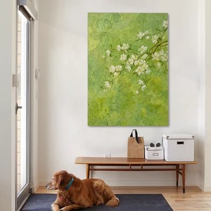 Abstract Floral Textured Oil Painting Green Theme Hand Painted Impressionism Style Living Room Wall Art Decor - Product Image 4