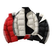 Veste matelassée réversible à manches rayées style streetwear, fermeture éclair, OEM ODM, certifiée GRS, tissu recyclé, manteau d'extérieur décontracté chaud pour l'hiver