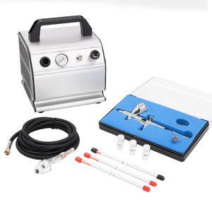 Kit de Aerógrafo de Doble Acción con Alimentación por Gravedad, Boquillas de 0.2mm, 0.3mm y 0.5mm, Pistola de Pulverización Plateada para Decoración de Uñas y Pasteles - Product Image 2
