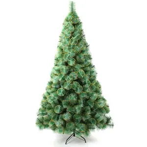 Vrolijk Kerstfeest Decoratie Benodigdheden Nieuwigheid Thuis Groene Kunstmatige Huisdier Dennennaalden Met Gouden Kleur Kerstboom
