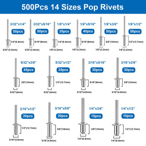780pcs Aluminum Blind Rivets M2.4 M3.2 M4 M4.8 With Washer For Construction Industry - Product Image 4