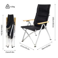 Chaise de camping extérieure légère en toile de haute qualité, personnalisable ODM, avec accoudoirs en bois