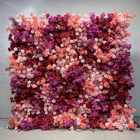 G94 Fond de mur de fleurs simulées de mariage Décoration de panneau de fleurs Rose Faux 5d Roll up Flower Wall for Party Celebration