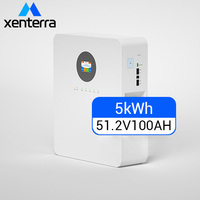 Batterie solaire murale compacte 5 kW, batteries lithium-ion populaires 51,2 V 100 Ah LiFePO4 ESS avec Bluetooth