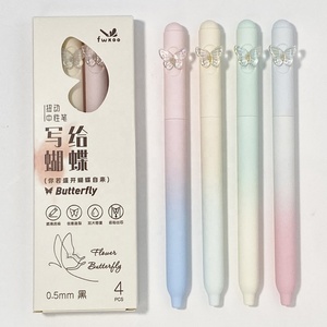 Penna Gel HUA con Farfalla Sfumata e Fiore, Penna Creativa con Charm Floreale, Cancelleria Scolastica, Penna Neutra con Farfalla Girevole - Product Image 5