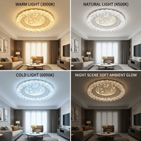 Plafonnier LED moderne et élégant de l'usine de Zhongshan avec cadre en cristal concassé pour chambre de luxe, protection oculaire et décoration