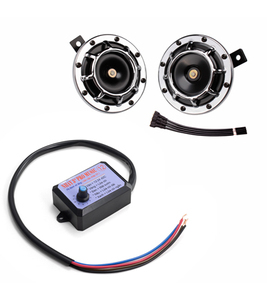 Klaxon de voiture <span class=keywords><strong>Fabian</strong></span> avec contrôleur de 12 tonalités, kit double haut-parleur en métal haut/bas 12V, avec grille de protection - Product Image 1