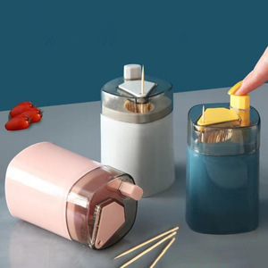 Creative push-button automatic toothpick holder, portable toothpick <b>container</b>, Nordic transparent <b>square</b> toothpick box - Product Image 1