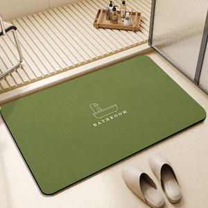 Tapis de salle de bain en terre de diatomée, rectangulaire, absorbant, séchage rapide, design minimaliste, vert paon, vert argenté, couleur café - Product Image 3