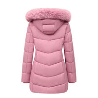 Vente en gros d'usine : Blousons d'hiver roses pour femmes et filles, amples, épais, chauds, courts, légers, matelassés en coton et rembourrés en duvet