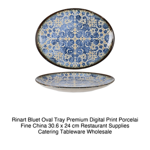 Plateau de service ovale Bluet 30,6 × 24 cm, porcelaine fine de qualité supérieure, impression numérique, Rinart Porcelai - Product Image 2