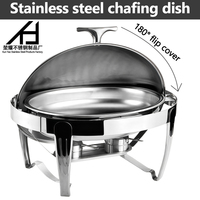 Hotelbedarf Roll-Top Silbernes Eiförmiges Edelstahl-Chafing-Dish 9L Fassungsvermögen Buffet-Speisenwärmer-Set für Catering und Hochzeiten